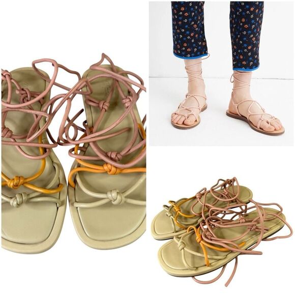 Madewell Multi-Color Leather Gladiator Lace-Up Sandals – Fits Like US 7 - Picture 1 of 9